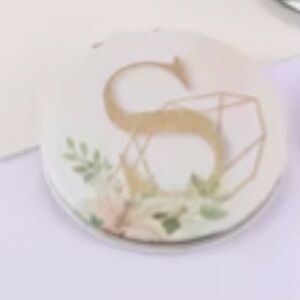 Letter “S” Monogram Floral Compact Mirror NIP